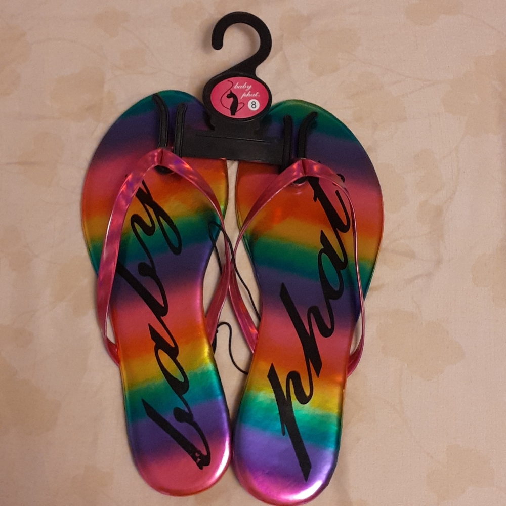 🌻 NEW Rainbow color Baby Phat sandals Size 8